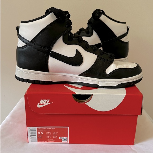 Nike Dunk High Retro Men's Black and White Sneakers SZ 9.5 - Picture 2 of 8